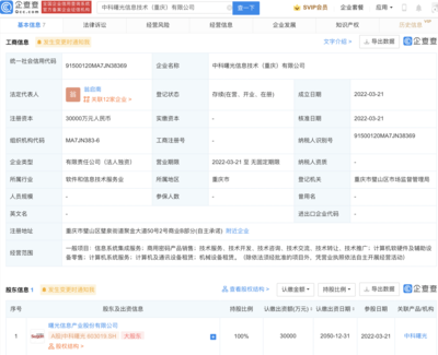 中科曙光在重慶成立新公司，注冊資本3億元聚焦計算機(jī)及通訊設(shè)備租賃業(yè)務(wù)